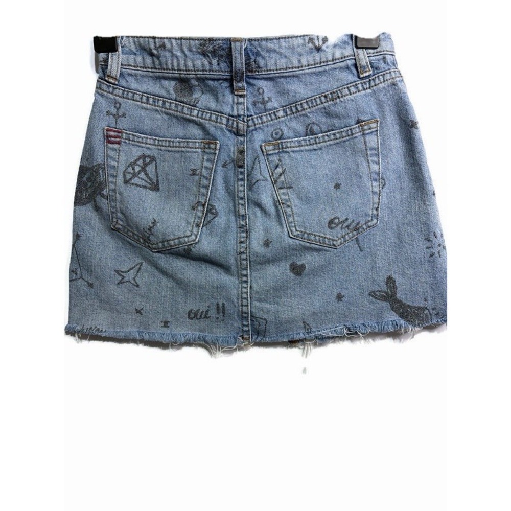 BDG Women's XS Light Wash Blue Denim Graphic Print Shorts Button 5-Pocket - Picture 2 of 8
